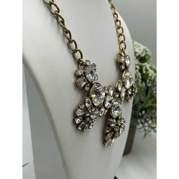 J. Crew Multi Shaped Large Rhinestone Wheels Bling Statement Necklace - Picture 10 of 16